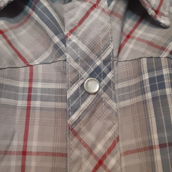 Wrangler Wrancher Shirts Pearl Snap Mens L Gray Short Sleeve Western Cowboy - Picture 4 of 8
